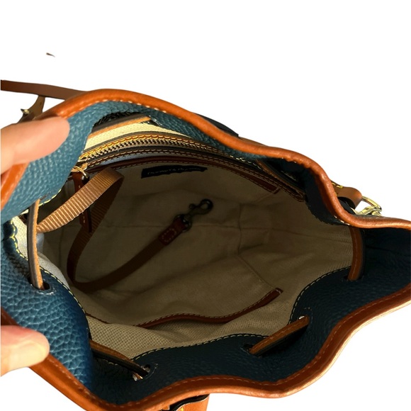 Dooney & Bourke Blue Pebble Grain Leather Drawstring Tote w/ Dust Bag - NWT - Picture 5 of 9